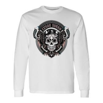 Cesar Duran Sugar Skull Long Sleeve T-Shirt T-Shirt | Mazezy