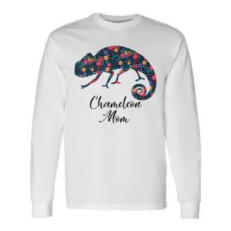 Chameleon Mom Pet Floral Reptile Lover Lizard Mother’S Day Men Women Long Sleeve T-shirt Graphic Print Unisex - Seseable