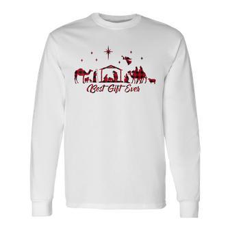 Christmas Best Ever Cool Jesus Nativity Scene Christian Men Women Long Sleeve T-shirt Graphic Print Unisex - Seseable