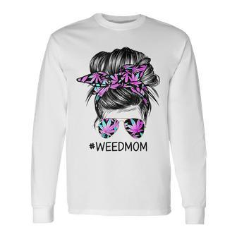 Classy Mom Life With Leopard Mom Marijuana Weed Lover Long Sleeve T-Shirt | Mazezy