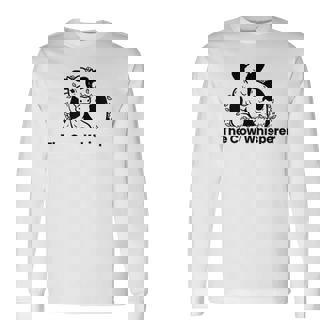 The Cow Whisperer- Cute Black And White Resting Cow Long Sleeve T-Shirt | Mazezy