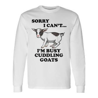 Cuddling My Goats Farm Animal Pet Long Sleeve T-Shirt | Mazezy
