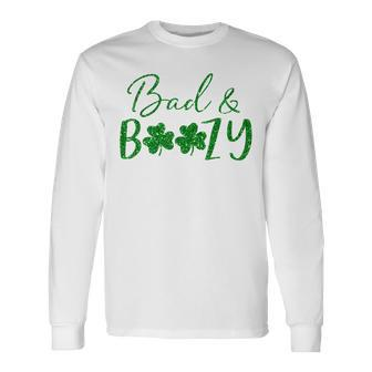 Cute Bad And Boozy Cute Shamrock Green St Patricks Day Long Sleeve T-Shirt T-Shirt | Mazezy