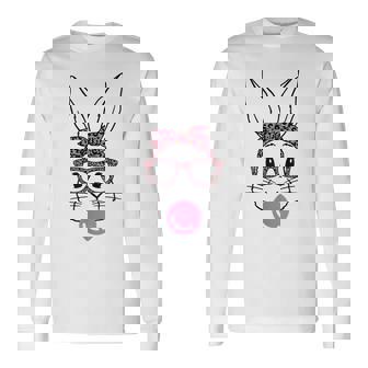 Cute Easter Bunny Face Rabbit Bunny With Glasses & Bubblegum Men Women Long Sleeve T-Shirt T-shirt Graphic Print - Thegiftio