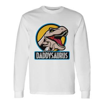 Daddysaurus Rex Fathers Day Long Sleeve T-Shirt - Monsterry