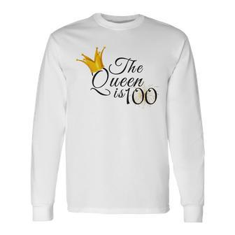 Damen 100. Geburtstag Langarmshirts - The Queen Is 100 Design für Oma & Mama - Seseable