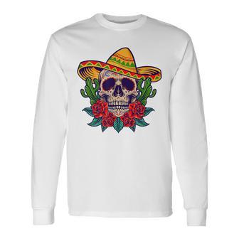 Day Of The Dead Sugar Skull Cinco De Mayo Long Sleeve T-Shirt T-Shirt | Mazezy