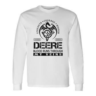 Deere Blood Runs Through My Veins V2 Long Sleeve T-Shirt - Seseable