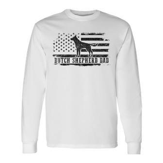 Dutch Shepherd Dad Distressed American Flag Patriotic Dog Long Sleeve T-Shirt T-Shirt | Mazezy