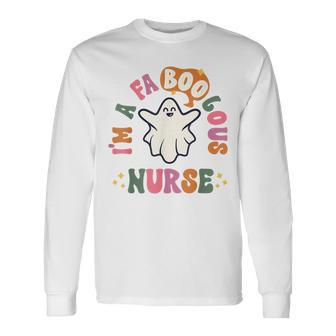 Faboolous Nurse Halloween Rn Vintage Retro Ghost Hospital Men Women Long Sleeve T-Shirt T-shirt Graphic Print - Thegiftio UK