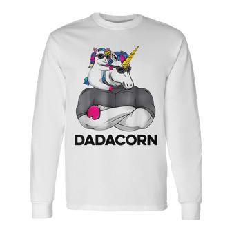 Fathers Day Unicorn Dad Dadacorn Long Sleeve T-Shirt | Mazezy