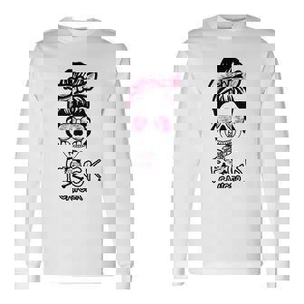 Fck Cancer Skeleton Skull Pink Long Sleeve T-Shirt - Thegiftio