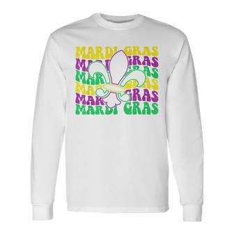 Fleur De Lis Typography Raw Mardi Gras V4 Long Sleeve T-Shirt - Seseable