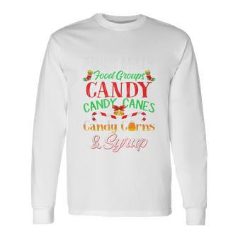 Four Main Food Groups Elf Buddy Christmas Pajama Shirt Xmas Long Sleeve T-Shirt - Monsterry