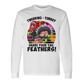 Funny Christmas Thanksgiving Twerking Turkey Humor Men Women Long Sleeve T-shirt Graphic Print Unisex - Seseable