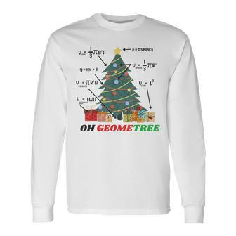 Funny Math Geometry Christmas Tree Geometree Teacher Xmas Men Women Long Sleeve T-shirt Graphic Print Unisex - Seseable