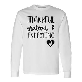 Funny Pregnancy Thanksgiving Graphic Thankful Grateful A Men Women Long Sleeve T-shirt Graphic Print Unisex - Seseable