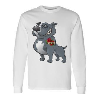 Grey Pitbull I Love Mom Long Sleeve T-Shirt - Monsterry AU