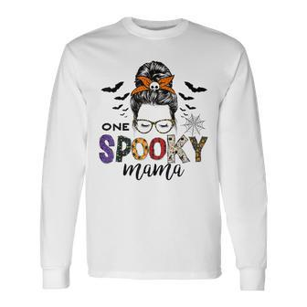 Groovy One Spooky Mama Messy Bun Women Witch Mom Halloween V3 Men Women Long Sleeve T-Shirt T-shirt Graphic Print - Thegiftio UK