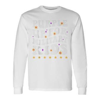 Groovy Purple Up For Military Military Child Month Long Sleeve T-Shirt - Thegiftio UK