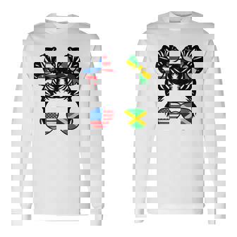 Half American Half Jamaican Girl Usa Jamaica Flag Patriot Long Sleeve T-Shirt T-Shirt | Mazezy