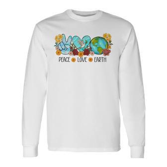 Happy Earth Day 2023 For Teachers Peace Love Earth Long Sleeve T-Shirt T-Shirt | Mazezy