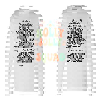 Holly Jollys Teacher Squad Christmas Candy Cane Xmas Men Women Long Sleeve T-Shirt T-shirt Graphic Print - Thegiftio