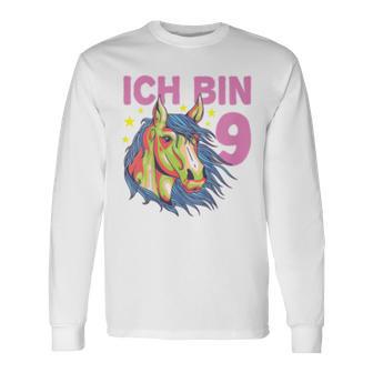 Ich Bin 9 Jahre Pferd Langarmshirts, Pony Motiv für 9. Geburtstag Mädchen - Seseable