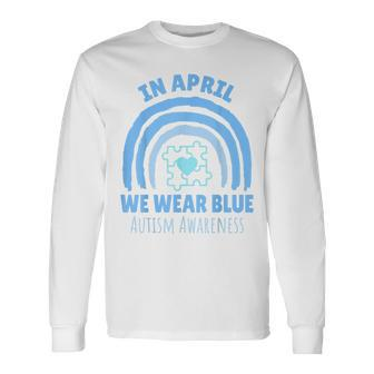 In April We Wear Blue Autism Awareness Month Puzzle  Unisex Long Sleeve