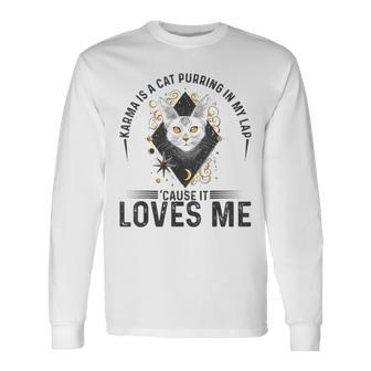 Karma Is A Cat Purring In My Lap Tarot Card Abyssinian Cat Long Sleeve T-Shirt T-Shirt | Mazezy