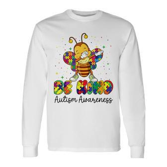 Be Kind Autism Awareness Puzzle Bee Dabbing Support Long Sleeve T-Shirt T-Shirt | Mazezy