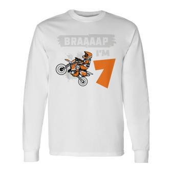 Kinder Braaaap Im 7 Dirt Bike Motocross 7 Geburtstag Langarmshirts - Seseable