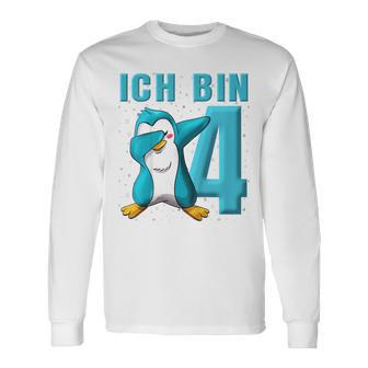 Kinder Pinguin 4 Jahre Jungen Mädchen Pinguin 4 Geburtstag Langarmshirts - Seseable