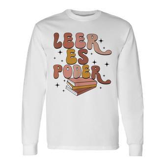 Leer Es Poder Groovy Spanish Teacher Bilingual Maestra Men Women Long Sleeve T-Shirt T-shirt Graphic Print - Thegiftio UK