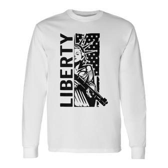 Liberty Lady Statue Shotgun Usa Pro Gun 2Nd Amendment Long Sleeve T-Shirt - Seseable