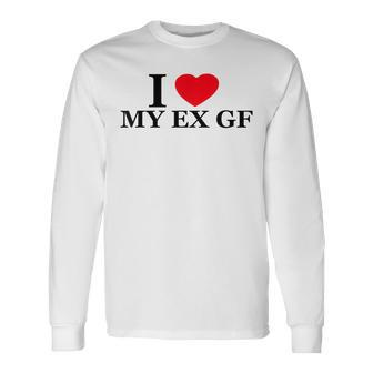 I Love My Ex Girlfriend Red Heart Trendy Long Sleeve T-Shirt | Mazezy