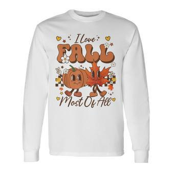 I Love Fall Most Of All Pumpkin Fall Autumn Thanksgiving Men Women Long Sleeve T-Shirt T-shirt Graphic Print - Thegiftio UK