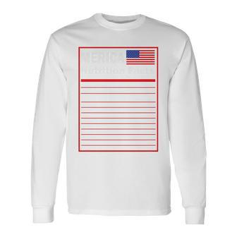Merica Nutrition Facts V2 Long Sleeve T-Shirt - Monsterry AU