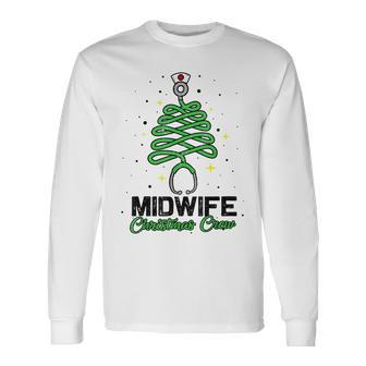 Midwife Christmas Crew Cute Christmas Tree Xmas Lights Nurse Men Women Long Sleeve T-shirt Graphic Print Unisex - Seseable