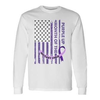 Month Of The Military Child Purple Up Strong Military Long Sleeve T-Shirt T-Shirt | Mazezy