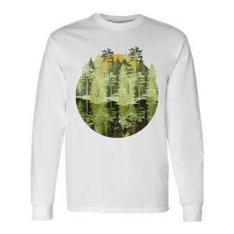 Nature Trees Reflection Outdoor Wildlife Forest Men Women Long Sleeve T-shirt Graphic Print Unisex - Seseable