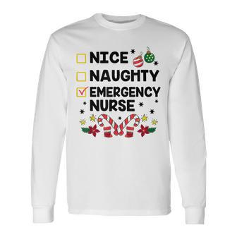 Nice Naughty Emergency Nurse Funny Christmas Santa Checklist Men Women Long Sleeve T-shirt Graphic Print Unisex - Seseable
