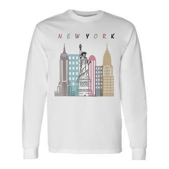 Nyc New York City Manhattan Skylines Statue Of Liberty Long Sleeve T-Shirt T-Shirt | Mazezy