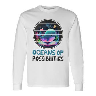 Oceans Of Possibilities Summer Reading 2023 Retro Vintage Long Sleeve T-Shirt | Mazezy