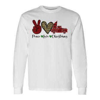 Peace Lover Christmas Plaid Peace Sign Xmas Truck Tree Men Women Long Sleeve T-Shirt T-shirt Graphic Print - Thegiftio