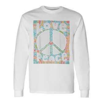 Peace Sign Love 60S 70S Tie Dye Hippie Costume Long Sleeve T-Shirt T-Shirt | Mazezy