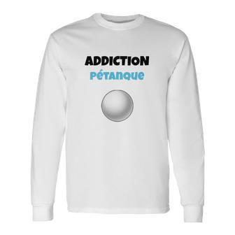 Petanque-Sucht Langarmshirts mit Kugeldesign, Weißes Motivshirt - Seseable