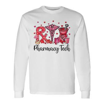 Pharmacy Tech Happy Valentines Day Pharmacist Long Sleeve T-Shirt - Seseable