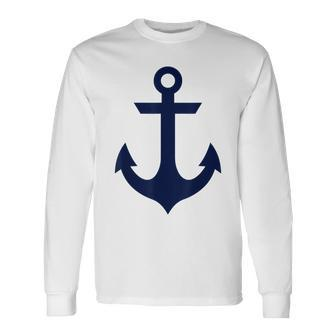 Preppy Nautical Anchor For Sailors Boaters & Yachting Long Sleeve T-Shirt - Seseable