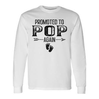 Promoted To Pop Again Vintage Fathers Day For Dad Long Sleeve T-Shirt - Seseable